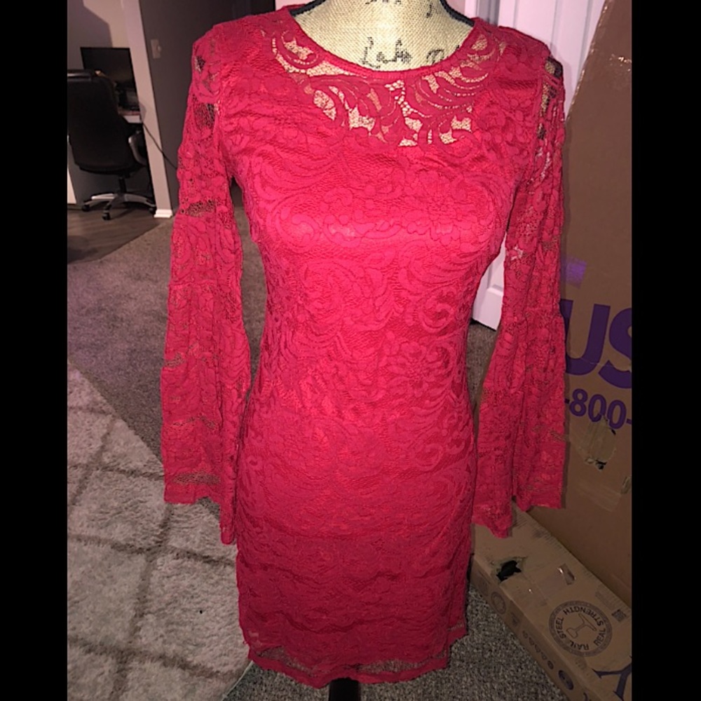 Red lace dress